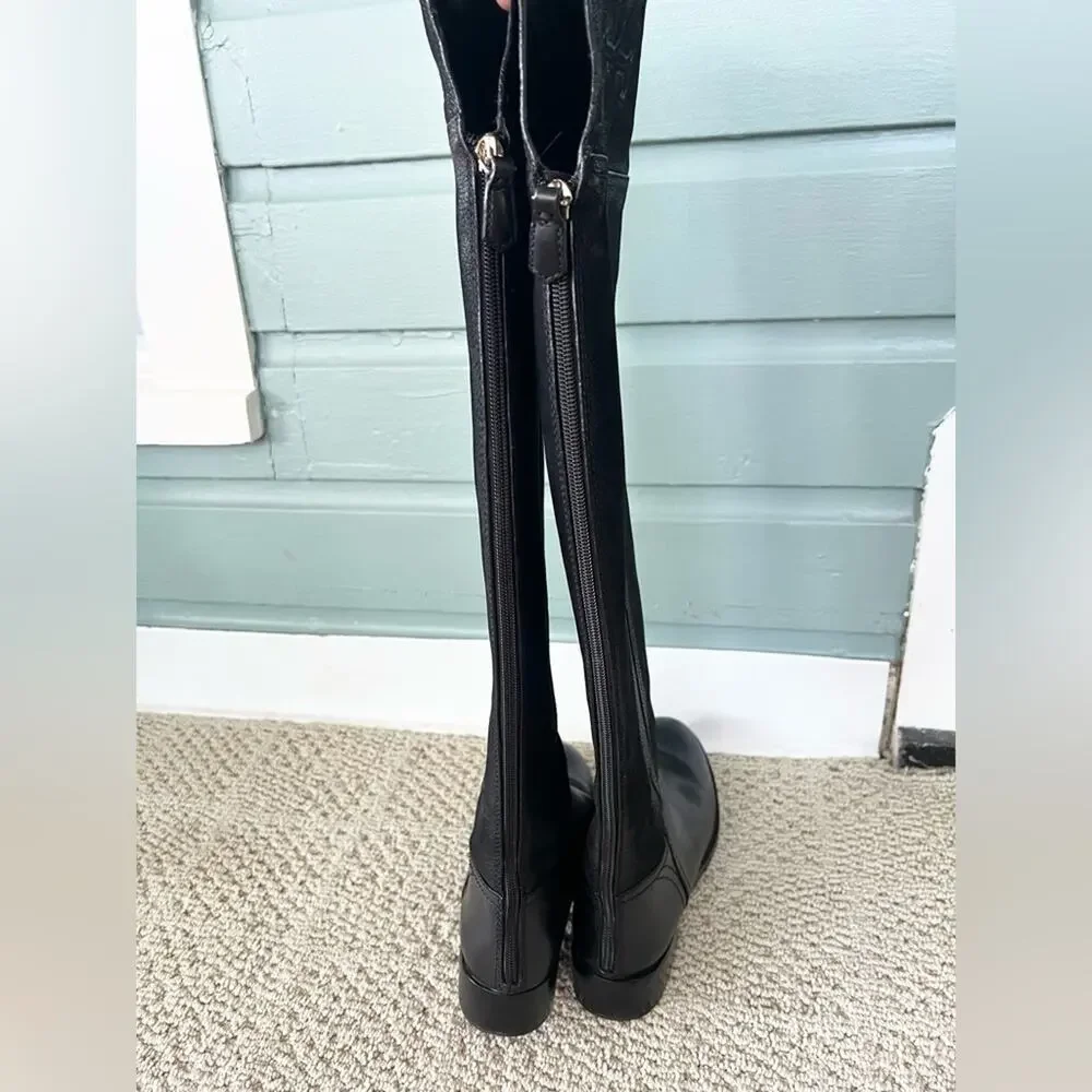 Tory Burch Simone over the knee boot black leather equestrian preppy fall 7.5